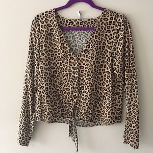 Cheetah leopard print button down top